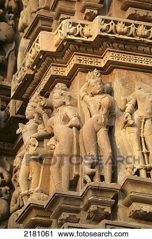 Stock Image - Khajuraho Temples Madya Pradesh India. Fotosearch