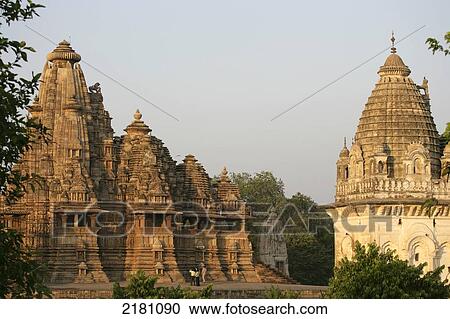 Stock Image - Khajuraho Temples Madya Pradesh India. Fotosearch