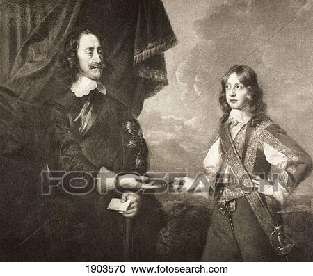 Stock Image - King Charles I And His Son James, Duke Of York. After A Painting By Vandyck. From Memoirs Of The Martyr King By Allan Fea Published 1905.. Fotosearch