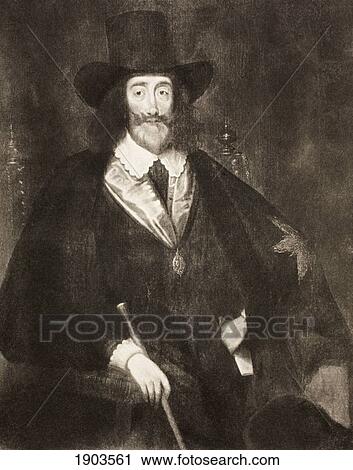 Stock Image - King Charles I Of England 1600 - 1649, As He Sat At His Trial. After A Painting By Edward Bower. From Memoirs Of The Martyr King By Allan Fea Published 1905.. Fotosearch