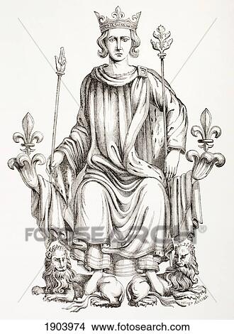 Picture - King Charles Vi Of France, 1369 - 1422, On His Throne. Known As The Beloved And The Mad. From Les Artes Au Moyen Age, Published Paris 1873.. Fotosearch