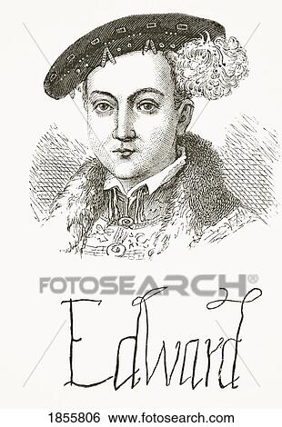 Stock Photograph - King Edward Vi Of England 1537 To 1553. Portrait And Autograph. From The National And Domestic History Of England By William Aubrey Published London Circa 1890. Fotosearch