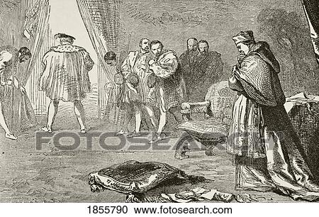 Stock Image - King Henry Viii Of England Dismisses Thomas Cardinal Wolsey 1529. From The National And Domestic History Of England By William Aubrey Published London Circa 1890. Fotosearch