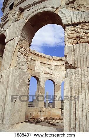 Stock Photo - Kiosk (Tholoi), The Market, Leptis Magna. Fotosearch
