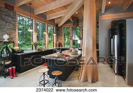 Kitchen Of Ocean-Side Home Features Views Of The Open Water; Port Renfrew, Vancouver Island, British Columbia, Canada View Large Photo Image Stock Image - Kitchen Of Ocean-Side Home Features Views Of The Open Water; Port Renfrew, Vancouver Island, British Columbia, Canada. Fotosearch