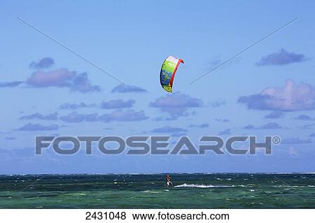 Kitesurfing; Mauritius View Large Photo Image Stock Photo - Kitesurfing; Mauritius. Fotosearch