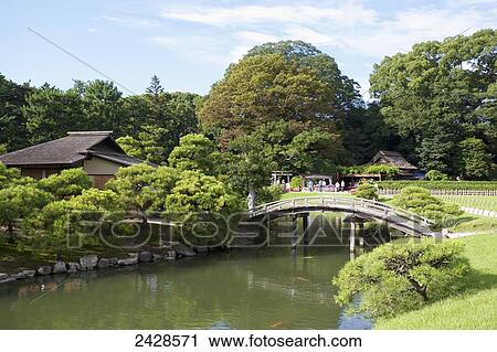 Stock Image - Koraku-En Gardens; Okayama, Okayama Prefecture, Japan. Fotosearch
