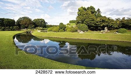 Stock Image - Koraku-En Gardens; Okayama, Okayama Prefecture, Japan. Fotosearch