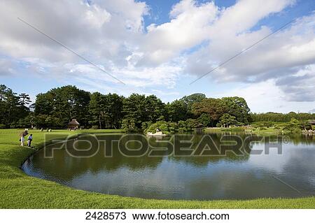 Stock Image - Koraku-En Gardens; Okayama, Okayama Prefecture, Japan. Fotosearch