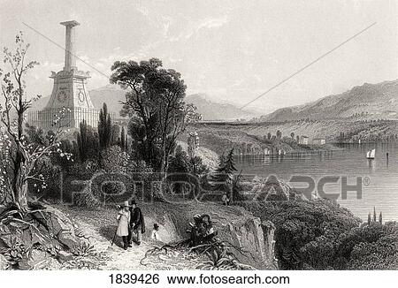 Stock Photograph - Kosciuskos Monument West Point Usa Tadeusz Kosciuskos Also Spelled Thaddeus 1746-1817 Polish Army Officer Statesman And American Hero From A 19Th Century Print Engraved By R Wallis After W H Bartlett. Fotosearch