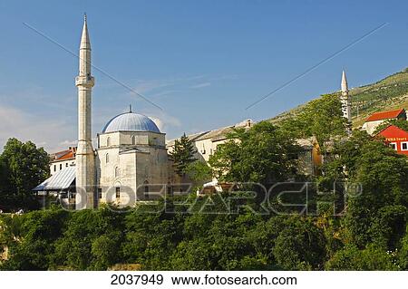 Koski Mehmed Pasha S Mosque Above The River Neretva; Mostar Muslim-Croat Federation Bosnia And Hercegovina View Large Photo Image Stock Photo - Koski Mehmed Pasha S Mosque Above The River Neretva; Mostar Muslim-Croat Federation Bosnia And Hercegovina. Fotosearch