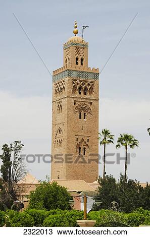 Stock Image - Koutoubia Mosque; Medina, Marrakech, Morocco. Fotosearch