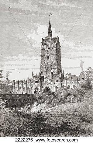 Stock Photograph - Kroepeliner Tor, Rostock, Mecklenburg-Vorpommern State, Germany In The 19Th Century. From Pictures From The German Fatherland Published C. 1880.. Fotosearch
