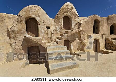 Stock Image - Ksar, A Fortified Village Granary, In Tataouine District; Tunisia, North Africa. Fotosearch