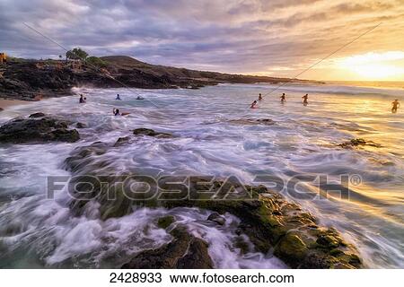 Kua Bay beach at sunset, Kona Coast; Kona, Big Island, Hawaii, United States of America View Large Photo Image Stock Image - Kua Bay beach at sunset, Kona Coast; Kona, Big Island, Hawaii, United States of America. Fotosearch