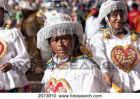 Stock Image - Kullawada Dancers In The Procession Of The Carnaval De Oruro, Oruro, Bolivia. Fotosearch