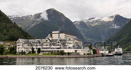 Kvikne's Hotel Along Sogneford With Mountains In The Background; Balestrand Sogn Norway View Large Photo Image Stock Image - Kvikne's Hotel Along Sogneford With Mountains In The Background; Balestrand Sogn Norway. Fotosearch
