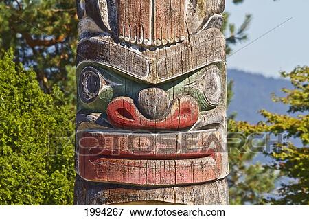 Stock Photo - Kwakiutl Totem Pole, Carved By Mungo Martin With Henry Hunt & David Martin By The Maritime Museum, Vancouver, British Columbia, Canada. Fotosearch