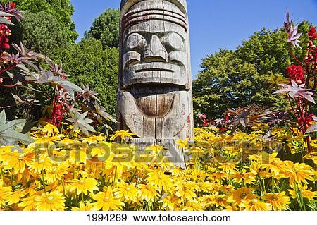 Stock Photo - Kwakiutl Totem Pole, Carved By Mungo Martin With Henry Hunt & David Martin By The Maritime Museum, Vancouver, British Columbia, Canada. Fotosearch