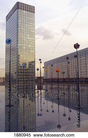Stock Photography - La Defense Buildings And Sculptures. Fotosearch