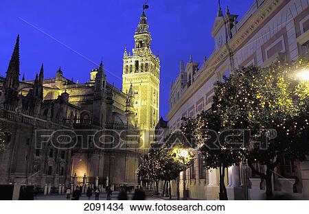 La Giralda Original Mosque Minart Converted To Bell Tower For Seville Cathedral Andalucia, Spain. View Large Photo Image Picture - La Giralda Original Mosque Minart Converted To Bell Tower For Seville Cathedral Andalucia, Spain.. Fotosearch
