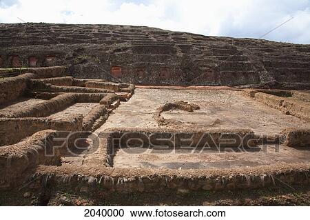 Stock Image - Ladder Platforms On The Carved Stone Hill Of El Fuerte De Samaipata, Santa Cruz Department, Bolivia. Fotosearch