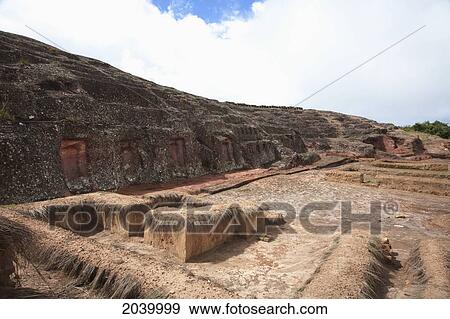Stock Photo - Ladder Platforms On The Carved Stone Hill Of El Fuerte De Samaipata, Santa Cruz Department, Bolivia. Fotosearch