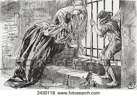 Lady Dedlock and Jo. He was put there, says Jo, holding to the bars and looking in, while Lady Dedlock shrinks into a corner. Illustration by Harry Furniss for the Charles Dickens novel Bleak House, from The Testimonial Edition, published 1910. View Large Photo Image Stock Photo - Lady Dedlock and Jo. He was put there, says Jo, holding to the bars and looking in, while Lady Dedlock shrinks into a corner. Illustration by Harry Furniss for the Charles Dickens novel Bleak House, from The Testimonial Edition, published 1910.. Fotosearch