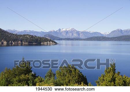 Stock Image - Lago Nahuel Huapi and Andes Mountains, Nahuel Huapi National Park, Neuquen, Argentina. Fotosearch