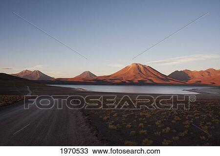 Stock Image - Laguna Miscanti With Chiliques In The Background, Antofagasta Region, Chile. Fotosearch