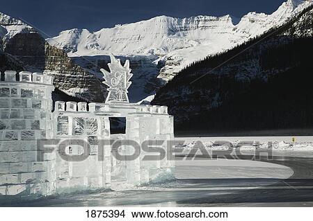 Picture - Lake Louise, Alberta, Canada; Ice Castle On Lake Louise With Mount Victoria In The Background. Fotosearch