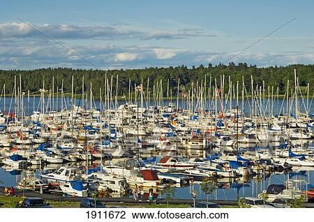 Stock Image - Lake Malaren Marina, Sundbyholm Manor, Eskilstuna, Sweden. Fotosearch