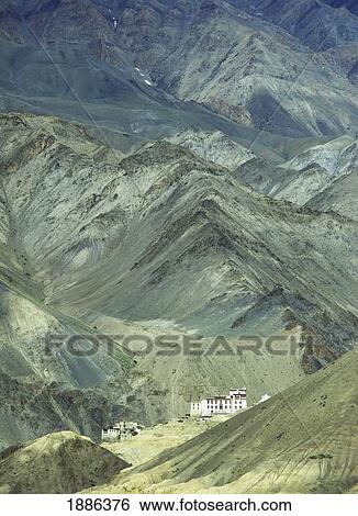 Stock Photograph - Lamayuru Monastery In Barren Surroundings. Fotosearch