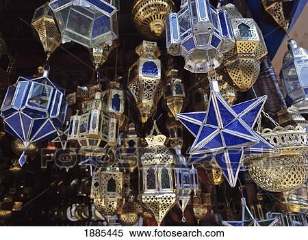 Stock Photography - Lamps For Sale Hanging Outside In The Souks, Close Up. Fotosearch