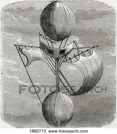 Stock Image - Lana's Flying Machine Francesco Lana Terzi 1631 - 1687 Italian Jesuit And Aeronautics Pioneer From The Book Wondeful Balloon Ascents Or The Conquest Of The Skies Published C 1870. Fotosearch