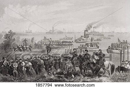 Picture - Landing Of Troops On Roanoke Island North Carolina 1862. Artist William Momberger. Fotosearch