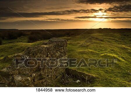 Stock Photo - Landscape At Sunset; Yorkshire, England, Uk. Fotosearch
