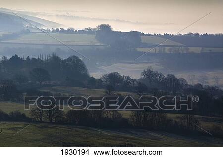 Landscape Misty Morning, Wiltshire, Uk View Large Photo Image Picture - Landscape Misty Morning, Wiltshire, Uk. Fotosearch