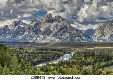 Stock Image - Landscape of Grand Teton National Park; Wyoming, United States of America. Fotosearch