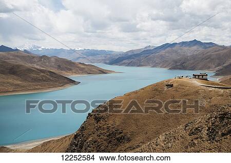 Landscape of Yangzhuo Yongcuo Lake near to Lhasa, Tibetan Friendship Highway; Tibet, China View Large Photo Image Picture - Landscape of Yangzhuo Yongcuo Lake near to Lhasa, Tibetan Friendship Highway; Tibet, China. Fotosearch