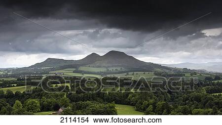 Picture - Landscape Under Dark Storm Clouds; Scott's View Scottish Borders Scotland. Fotosearch