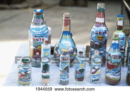 Stock Photo - Landscapes in sand bottles, Mendoza, Argentina. Fotosearch