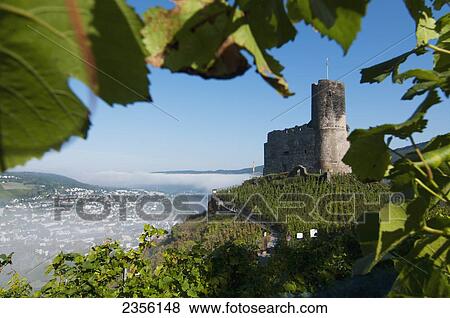 Stock Photo - Landshut Castle, Mosel valley; Bernkastel-Kues, Rhineland-Palatinate, Germany. Fotosearch