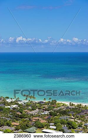 Stock Image - Lanikai beach; Honolulu, Oahu, Hawaii, United States of America. Fotosearch