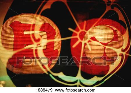 Stock Photo - Lanterns Hung For Gion Matsuri, Close Up. Fotosearch