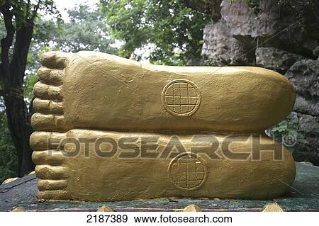 Stock Photo - Laos, Luang Prabang Buddha Statues On Phu Si Hill. Fotosearch