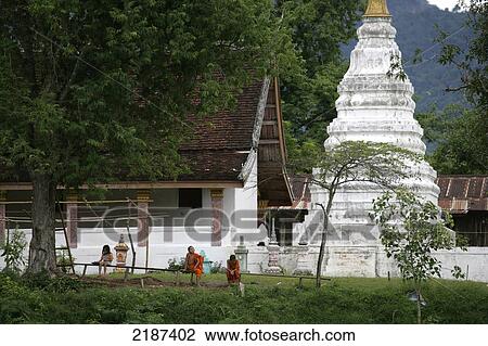 Laos, Luang Prabang Buddhist Wat View Large Photo Image Stock Image - Laos, Luang Prabang Buddhist Wat. Fotosearch