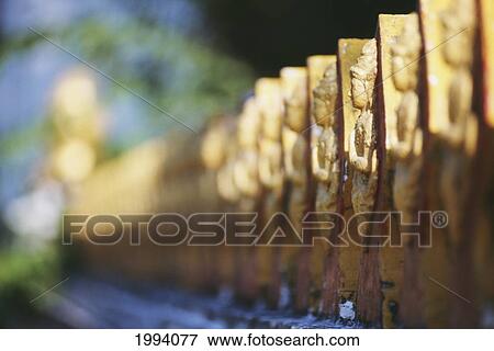 Stock Photo - Laos, Luang Prabang, Detail Of Temple Fence.. Fotosearch