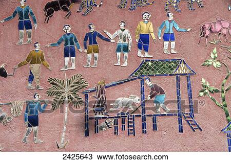 Laos, Luang Prabang, Wat Xieng Thong, Reclining Buddha Shrine (Red Chapel), mirrored mosaics View Large Photo Image Stock Image - Laos, Luang Prabang, Wat Xieng Thong, Reclining Buddha Shrine (Red Chapel), mirrored mosaics. Fotosearch