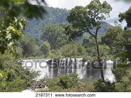Stock Image - Laos, Tat Lo In Champasak Province Waterfall. Fotosearch